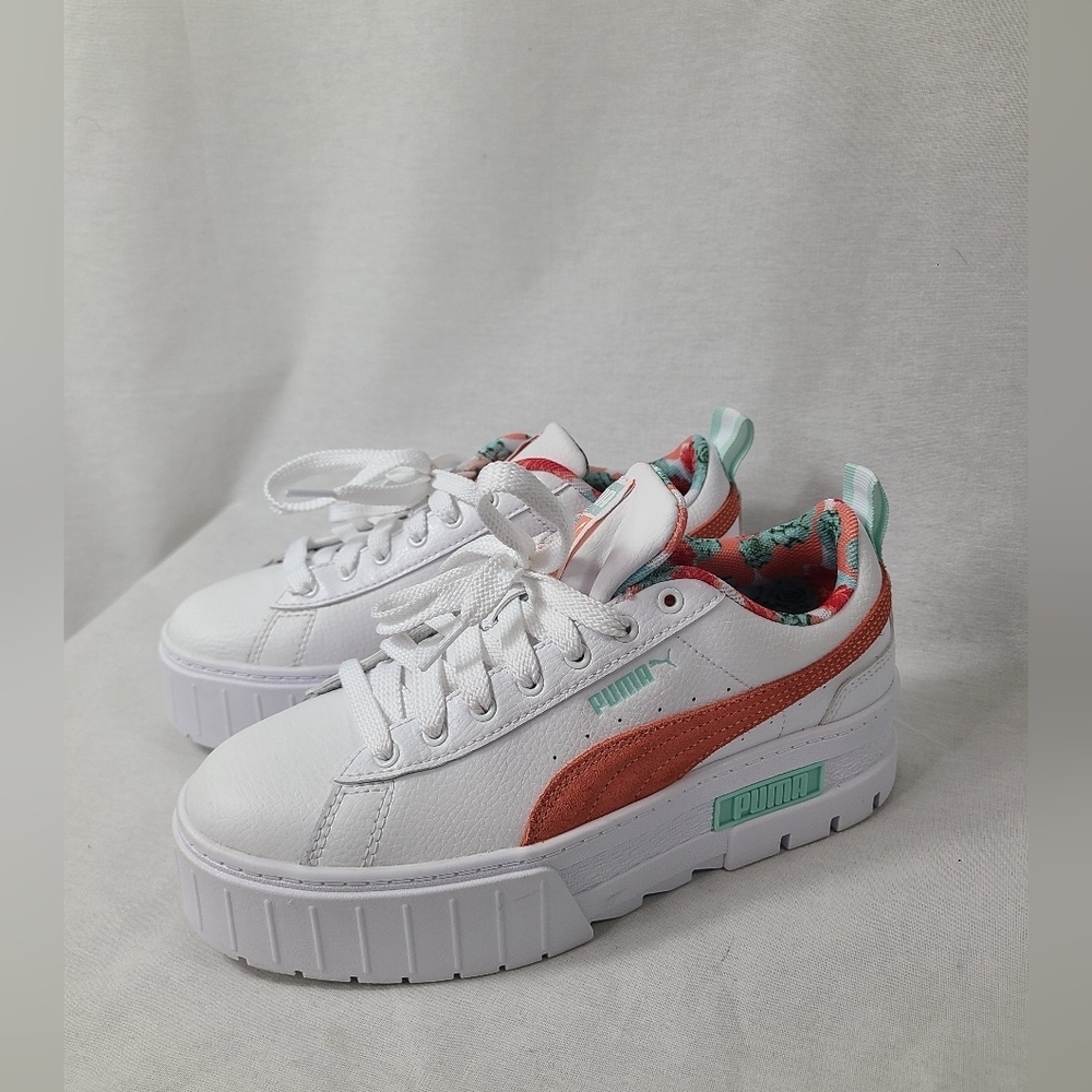 Puma Youth White Mayze Flower Aura 2 Sneakers Casual Shoes Size 7
